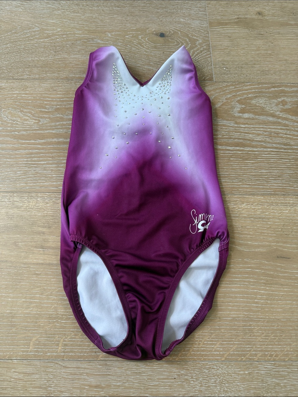 Ombre Purple Gymnastics Leotard with Rhinestones Simone GK Child Large